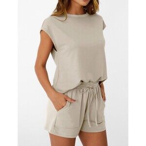 Women’s Lounge Set 2 Piece Outfit – Short Sleeve Top & Drawstring Shorts Size S